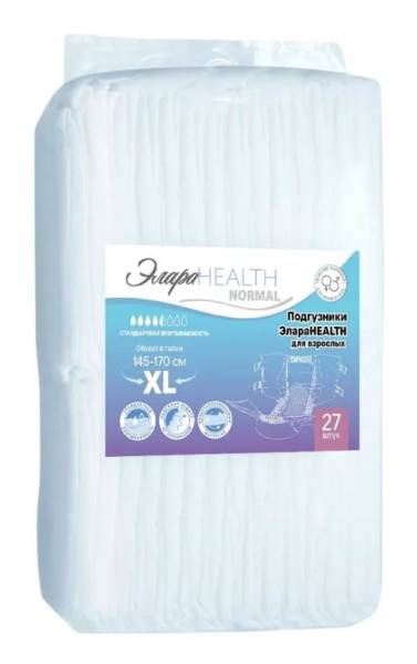 Подгузники впитывающие для взрослых Normal Extra Large ЭлараHealth 27шт фотография